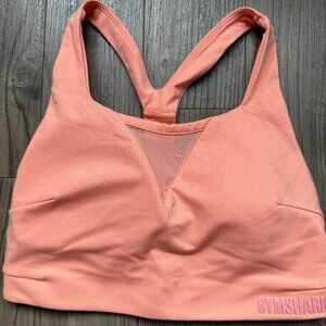 GYM SHARK APRICOT PEACH ORANGE MESH CROSS BACK SPORTS BRA WORKOUT CROP TOP SMALL